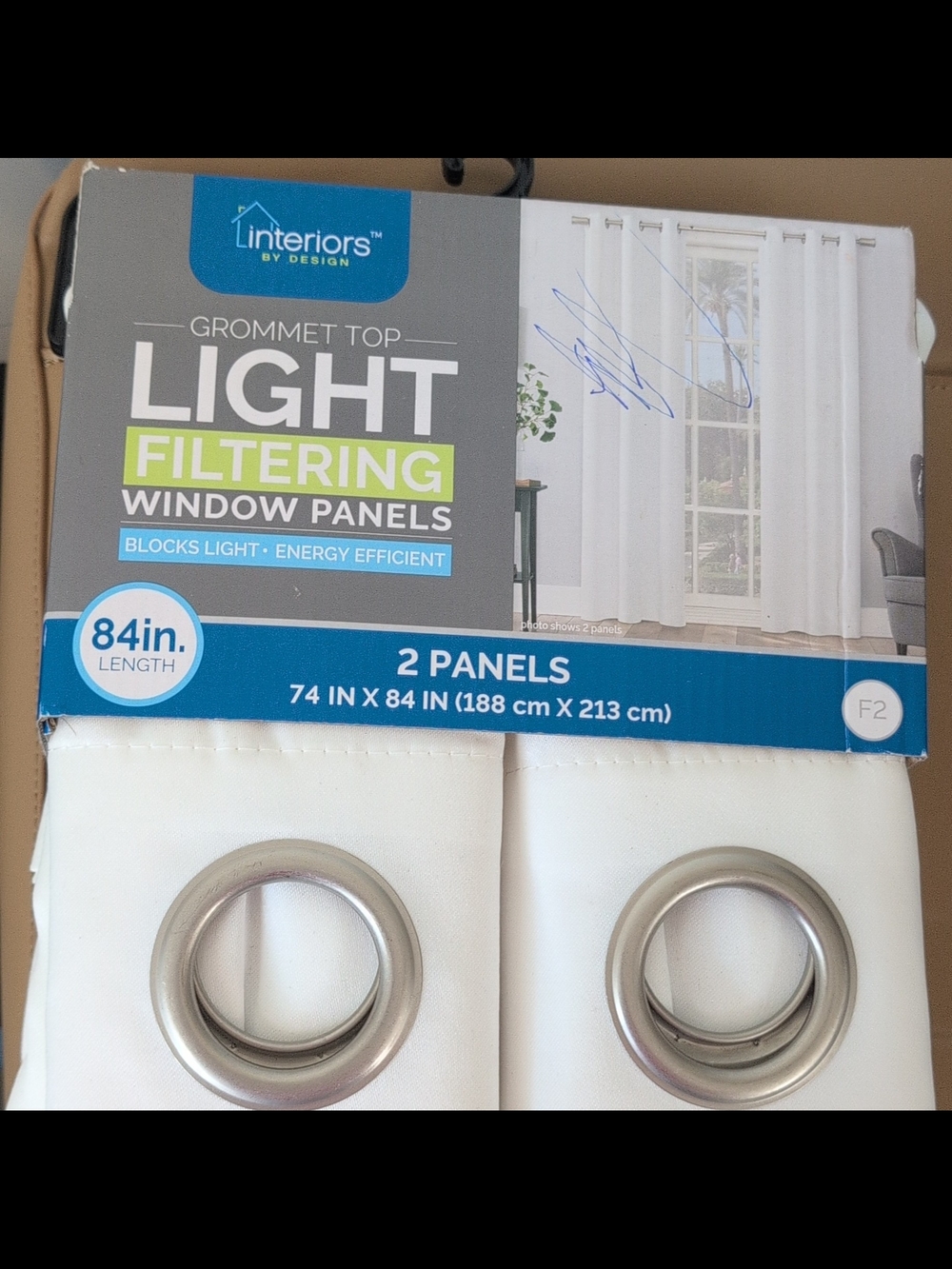 White Light-Filtering Grommet Top Window Panels - 2 Pack